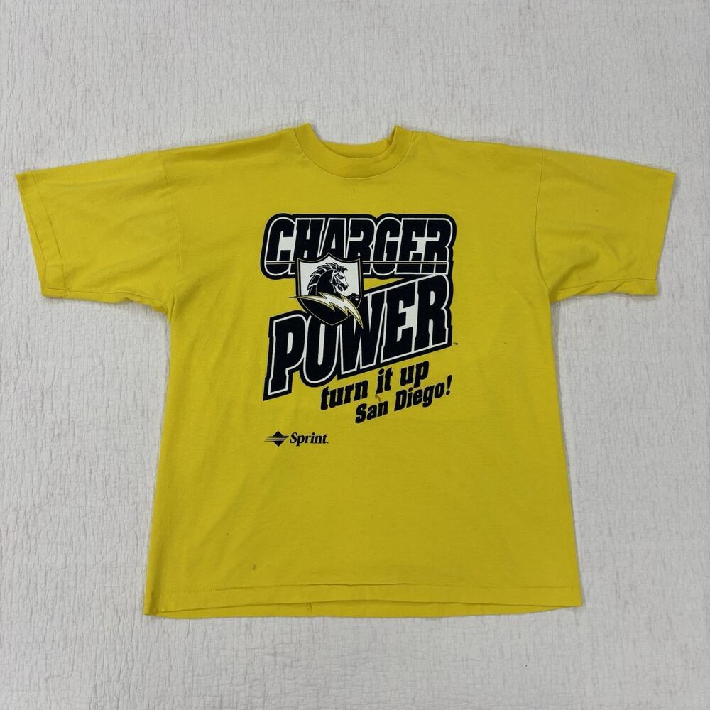 Vintage 90s San Diego Chargers Shirt Mens Size XL Yellow Graphic NFL Football